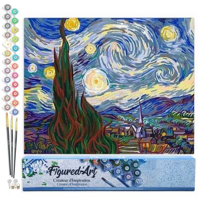 Kit de bricolaje para pintar por números - Noche estrellada de Van Gogh - Lienzo enrollado