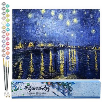 Malen-nach-Zahlen-DIY-Set – Van Gogh Sternennacht über der Rhône – gerollte Leinwand