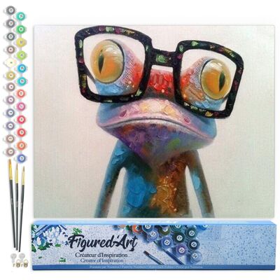 Paint by Number DIY Kit - Frog and Glasses - Rolled Canvas