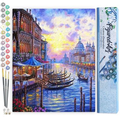 Peinture par Numéro Kit DIY - Le Grand Canal de Venise - Toile roulée