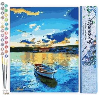 Paint by Number DIY Kit - Boat and Sunrise - Rolled Canvas