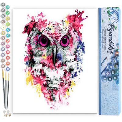 Paint by Number DIY Kit - Modern Pink Owl - Rolled Canvas