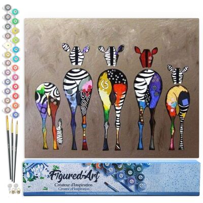 Paint by Number DIY Kit - Zebras from behind - Rolled canvas