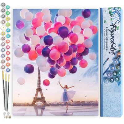 Paint by Number DIY Kit - Releasing Balloons in Paris - Rolled Canvas