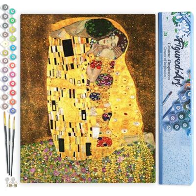 Kit de bricolaje para pintar por números - El beso de Klimt - Lienzo enrollado