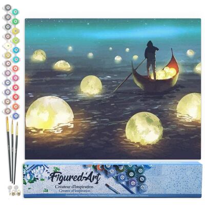 Paint by Number DIY Kit - Lights on the Lake - Rolled Canvas