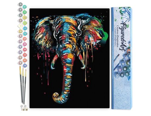 Peinture par Numéro Kit DIY - Peinture Elephant - Toile roulée