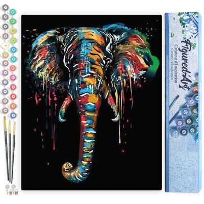 Paint by Number DIY Kit - Elephant Painting - Rolled Canvas