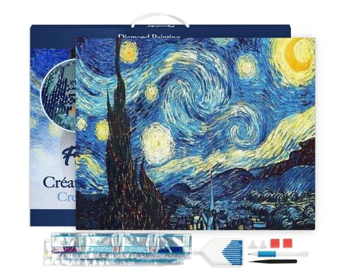 Kit de Broderie Diamant 5D - Diamond Painting DIY Nuit étoilée 40x50cm toile tendue sur châssis