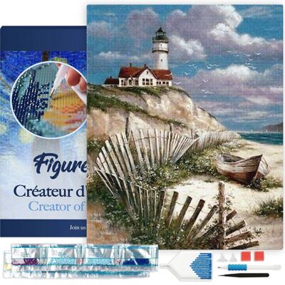 Kit de Broderie Diamant 5D - Diamond Painting DIY Bord de Mer 40x50cm toile tendue sur châssis