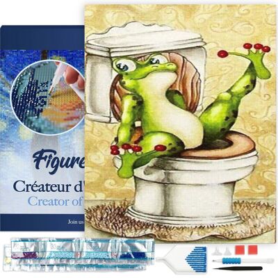 5D Diamond Embroidery Kit - DIY Diamond Painting The Frog in the Toilet 40x50cm canvas stretched on frame