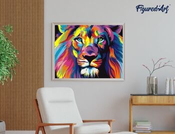 Kit de Broderie Diamant 5D - Diamond Painting DIY Lion Pop Art 40x50cm toile tendue sur châssis 4