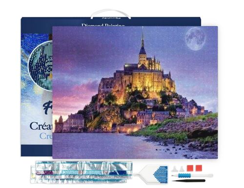 Kit de Broderie Diamant 5D - Diamond Painting DIY Le Mont Saint Michel 40x50cm toile tendue sur châssis