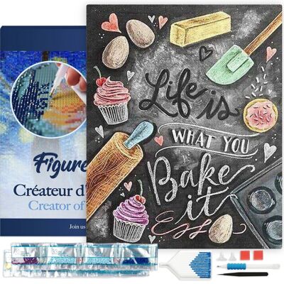 Kit de Broderie Diamant 5D - Diamond Painting DIY Affiche cuisine 40x50cm toile tendue sur châssis