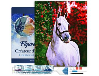 Kit de Broderie Diamant 5D - Diamond Painting DIY Cheval et fond coloré 40x50cm toile tendue sur châssis 1