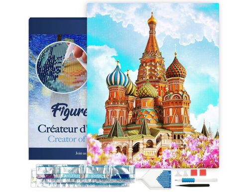 Kit de Broderie Diamant 5D - Diamond Painting DIY Cathédrale St Basil 40x50cm toile tendue sur châssis