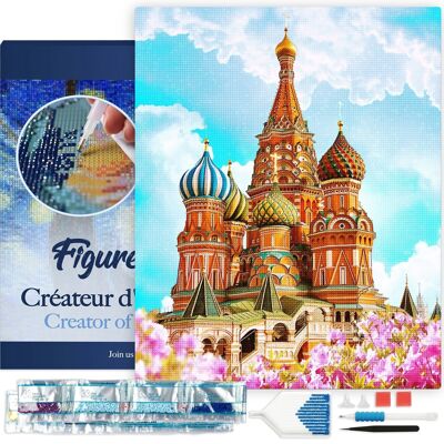 5D Diamond Embroidery Kit - DIY Diamond Painting St Basil's Cathedral 40x50cm stretched canvas on frame
