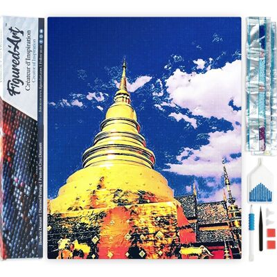 Kit de bordado de diamantes 5D - Pintura de diamantes DIY Templo de Chiangmai