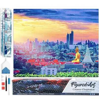 Kit ricamo diamante 5D - Pittura diamante fai da te Buddha Bangkok