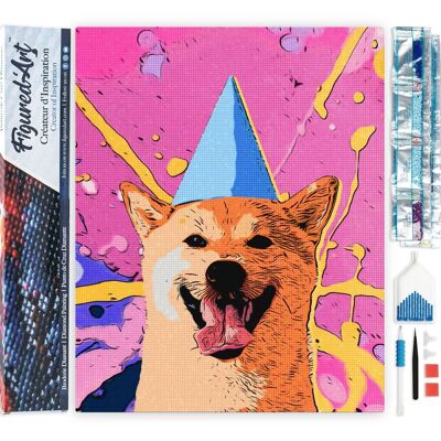 5D-Diamant-Stickset – DIY-Diamantgemälde, lächelnder Hund, Pop-Art