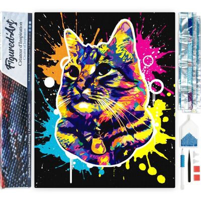 5D Diamond Embroidery Kit - Diamond Painting DIY Cat Splash Pop Art