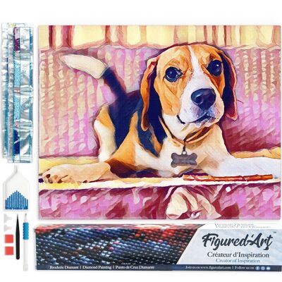Kit de Broderie Diamant 5D - Diamond Painting DIY Beagle Mignon