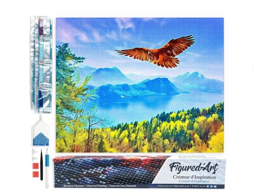 Kit de Broderie Diamant 5D - Diamond Painting DIY Aigle et Paysage de Suisse