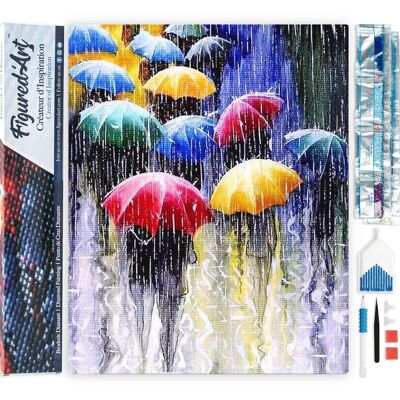 Kit de Broderie Diamant 5D - Diamond Painting DIY Parapluies sous la Pluie