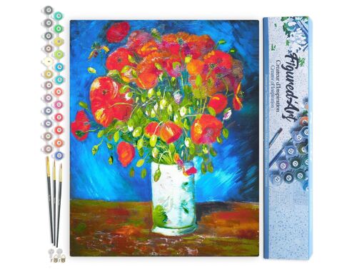 Peinture par Numéro Kit DIY - Vase avec Coquelicots - Van Gogh - Toile roulée