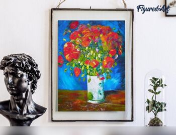 Peinture par Numéro Kit DIY - Vase avec Coquelicots - Van Gogh - Toile roulée 3