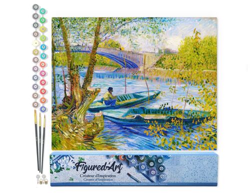 Peinture par Numéro Kit DIY - La pêche au Printemps, Pont de Clichy - Van Gogh - Toile roulée