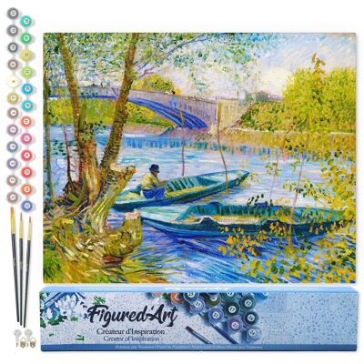 Kit fai da te da dipingere con i numeri - Pesca primaverile, Pont de Clichy - Van Gogh - Tela arrotolata