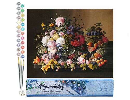 Peinture par Numéro Kit DIY - Fleurs et Fruits - Severin Roesen - Toile roulée