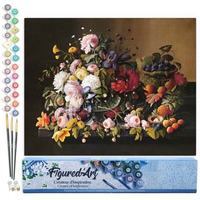 Kit de bricolaje para pintar por números - Flores y frutas - Severin Roesen - Lienzo enrollado