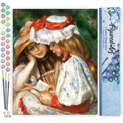 Malen-nach-Zahlen-DIY-Set – Junge Mädchen lesen – Renoir – gerollte Leinwand