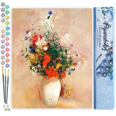 Kit de bricolaje para pintar por números - Jarrón de flores - Odilon Redon - Lienzo enrollado