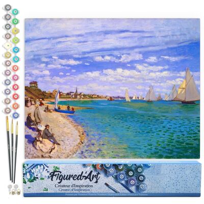 Malen-nach-Zahlen-DIY-Set – Regatten in Sainte-Adresse – Monet – gerollte Leinwand