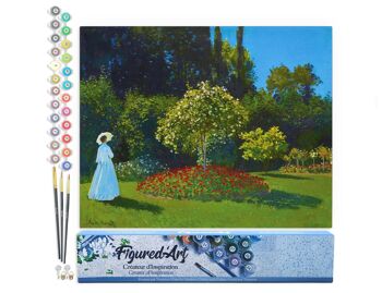 Peinture par Numéro Kit DIY - Dame en blanc au jardin - Monet - Toile roulée 1