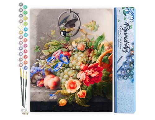 Peinture par Numéro Kit DIY - Fleurs et Fruits - Herman Henstenburgh - Toile roulée