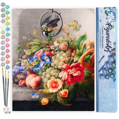 Malen-nach-Zahlen-DIY-Set – Blumen und Früchte – Herman Henstenburgh – gerollte Leinwand