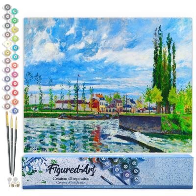 Paint by Number DIY Kit - The Lock at Pontoise - Camille Pissarro - Rolled Canvas