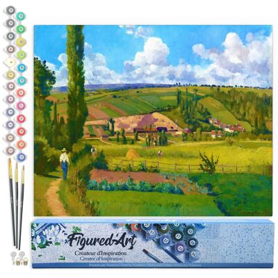 Peinture par Numéro Kit DIY - Paysage aux Pâtis - Camille Pissarro - Toile roulée