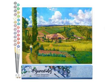 Peinture par Numéro Kit DIY - Paysage aux Pâtis - Camille Pissarro - Toile roulée 1