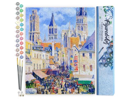 Peinture par Numéro Kit DIY - Rue de l'Épicerie, Rouen - Camille Pissarro - Toile roulée