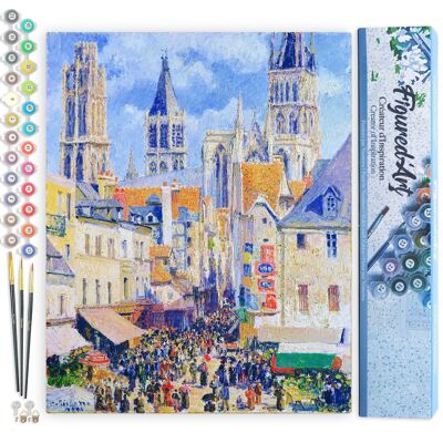 Malen-nach-Zahlen-DIY-Set – Rue de l'Épicerie, Rouen – Camille Pissarro – gerollte Leinwand