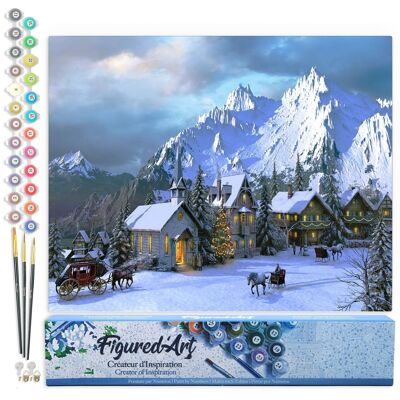 Kit fai da te da dipingere con i numeri - Natale nelle Alpi - Tela arrotolata