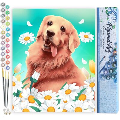 Paint by Number DIY Kit - Golden Retriever - Rolled Canvas