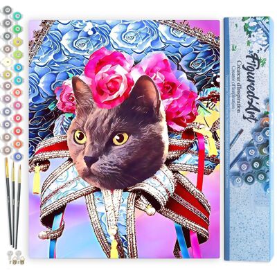 Peinture par Numéro Kit DIY - Chat Mardigras - Toile roulée