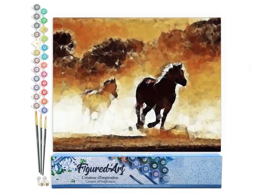 Peinture par Numéro Kit DIY - Chevaux en action - Toile roulée