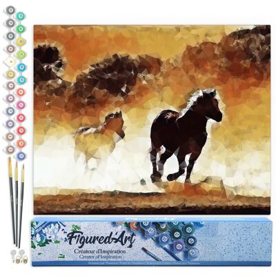 Paint by Number DIY Kit - Horses in Action - Rolled Canvas